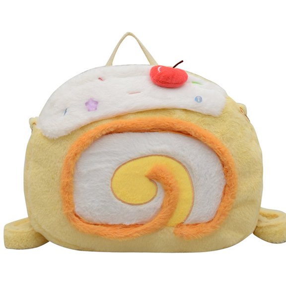 Hzzsbu Plush Cake Backpack Patchwork Design Tote Bag Small Luggage Bag for Travel Dating Shopping Daily Fashion Accessory
