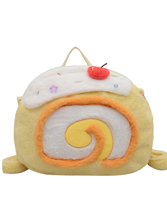 Plush Cake Backpack Patchwork Design Tote Bag Small Luggage Bag for Travel Dating Shopping Daily Fashion Accessory