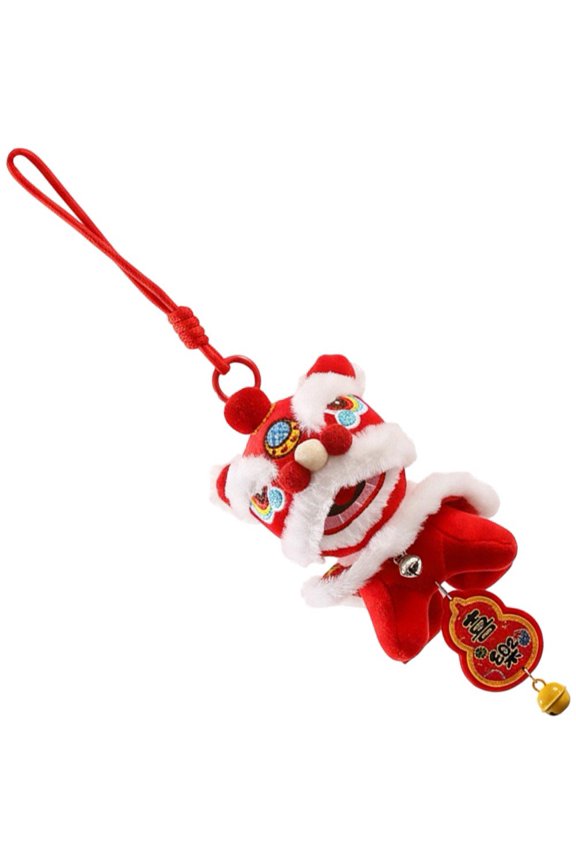 Plush Lion Dance Keychain Cute Bag Pendant Fortune Awakened Lion Dance Keyring Pendant Year Of Horse Chinese New Year Gift