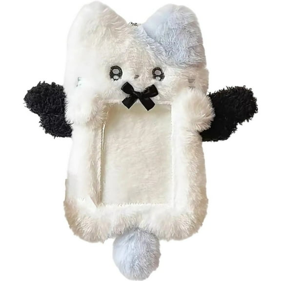 Hzzsbu Plush Photocard Holder, Korean Style Id Card Protective Sleeve with Lanyard for Album Collectors