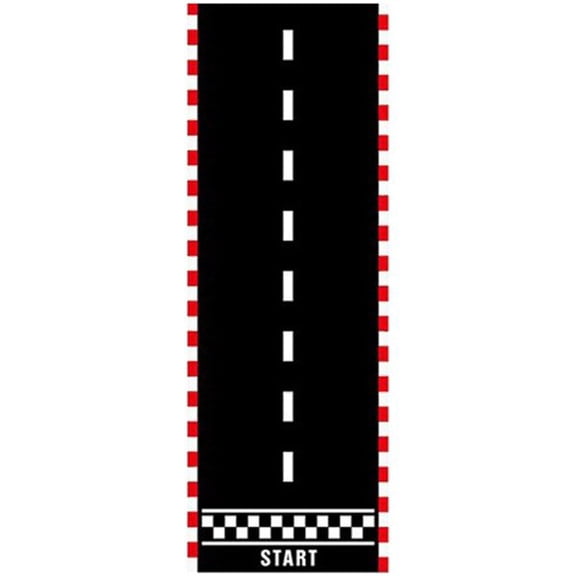 Hzzsbu Racetrack Floor Running Mat Racing Car Road Pattern Carpet Racetrack Floor Runner for Car Theme Birthday Sport Games