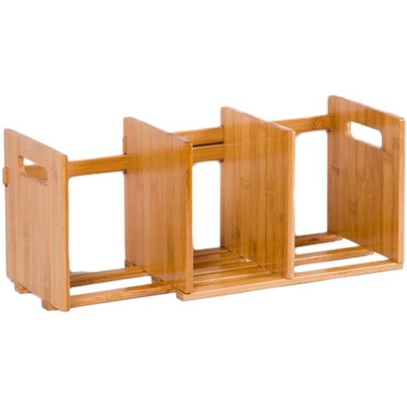 Hzzsbu Retractable Bamboo Book Stand Bamboo Desk Storage Organizer Multipurpose Bookshelf Desktop Display Shelf Rack for Office