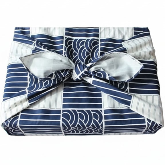 Hzzsbu Japanese Style Cotton Bento Wrapping Cloth, Reusable Lunchbox Packaging Cloth Blue 78x78cm