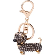 Hzzsbu Rhinestone Dachshund Dog Keychain Alloy Bag Charm