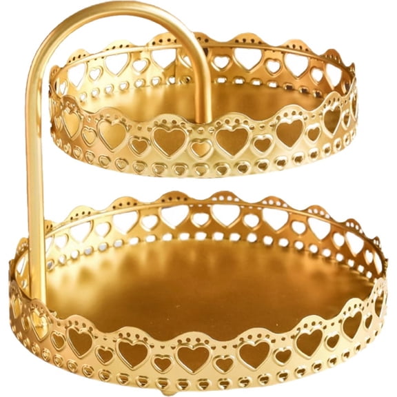 Hzzsbu Round Cake Stand 2 Tier Serving Tray Cake Stand Tea Party Wedding Dessert Table Plate Gift Home Decor for Baby Shower