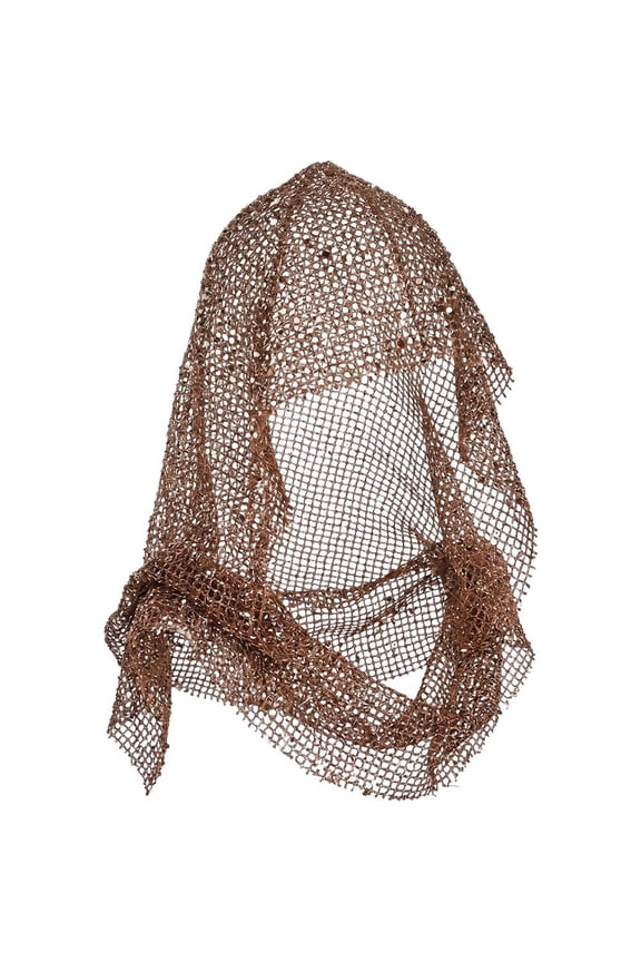 Sequin Headscarf Shawl Hat, Sparkly Hollow Mesh Rave Hood for Women