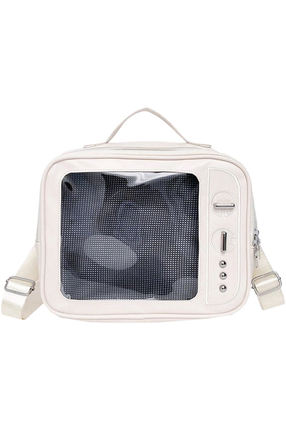 TV Design Ita Bag Badge Pin Display Backpack Pu Leather Shoulder Bag for Music Festival Anime Activities