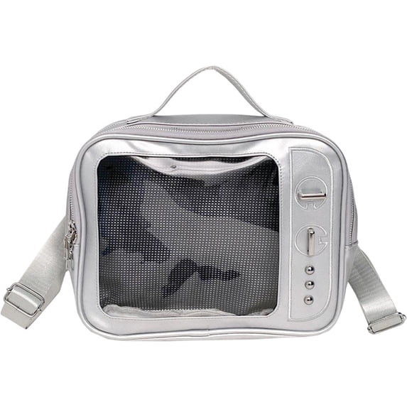 Hzzsbu TV Design Ita Bag Badge Pin Display Backpack Pu Leather Shoulder Bag for Music Festival Anime Activities