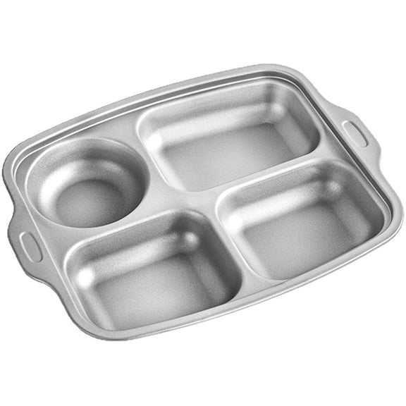 Hzzsbu Titanium Divided Plates Tray,4 Sections Dinner Plates Metal Food Trays for Picky Eaters,Campers,and Portion Control