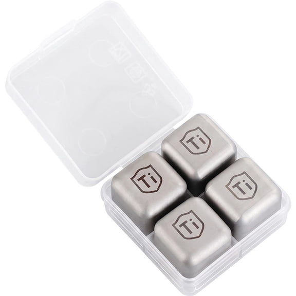 Hzzsbu Titanium Whiskey Stones, Reusable Metal Ice Cubes, Non-Melting Chilling Rocks for Drinks, Refreezable Cooling Stones for Whiskey