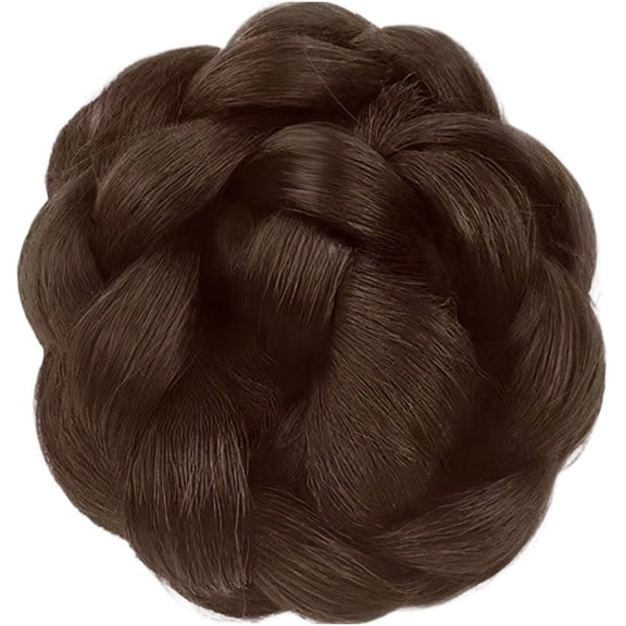 Hzzsbu Updo Bun Wig, Synthetic Grab Clip Lazy Hair Braid Braided Bun Wig Women's Meatball Head Heat-Resistant Bun Hair Accessories