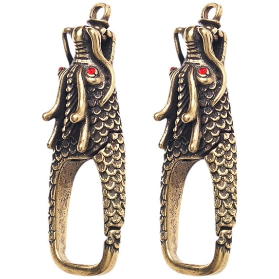 Hzzsbu Vintage Dragon Head Keychain Buckle Key Ring Carabiner Key Holder Metal Car Keychains Bag Pendant DIY Jewelry Accessories for Men & Women