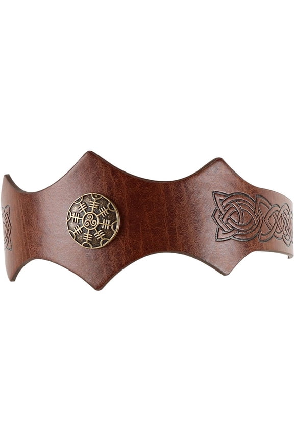 Vintage Leather Headband Medieval Tiara Leather Circlet Renaissance Viking Headpiece Warrior Crown for Men