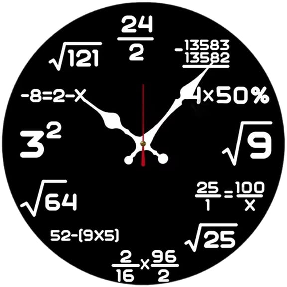 Hzzsbu Wall Clock, Novelty Math Formula Clock Black Silent Non Ticking Wall Clocks for Home Office Classroom Study Room