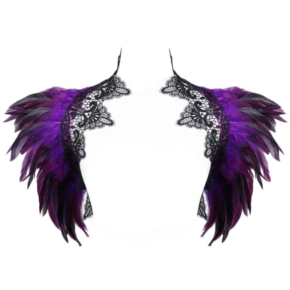 Hzzsbu Women Natural Feather Cape Gothic Shawl Shrug Collar Feather Cape Accessory