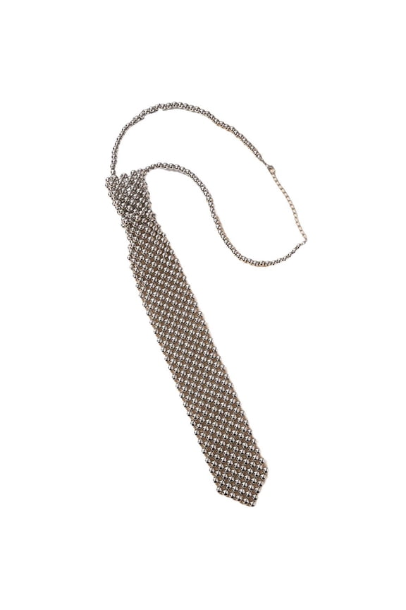 Women Pearl Necktie Shirt Tie Collar Handmade Weaving Beaded Tie Vintage Jewelry Choker Sparkle Tie For Female