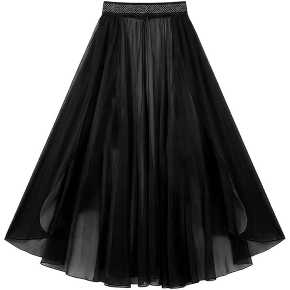 Hzzsbu Women's Lightweight Mesh Lyrical Contemporary Dance Waist Skirt, Dance Costume