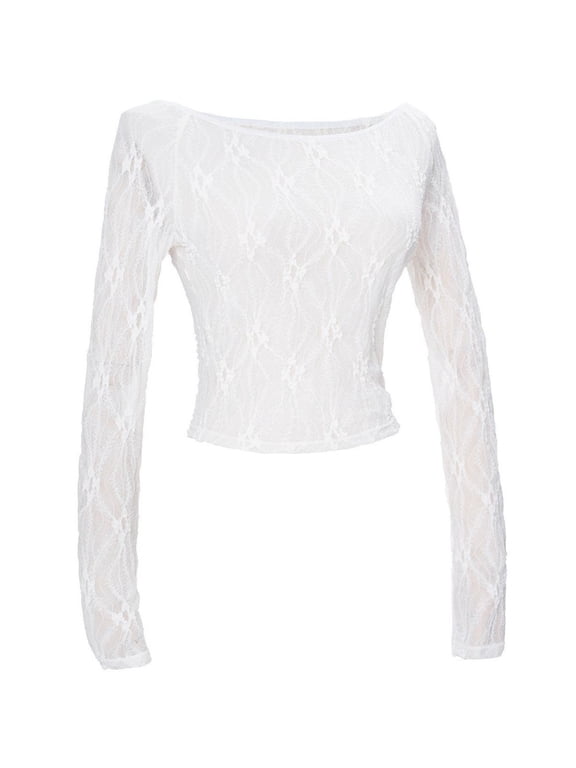 Women's Off-Shoulder Lace Wrap Top Long Sleeve Yoga Pilates Ballet Top