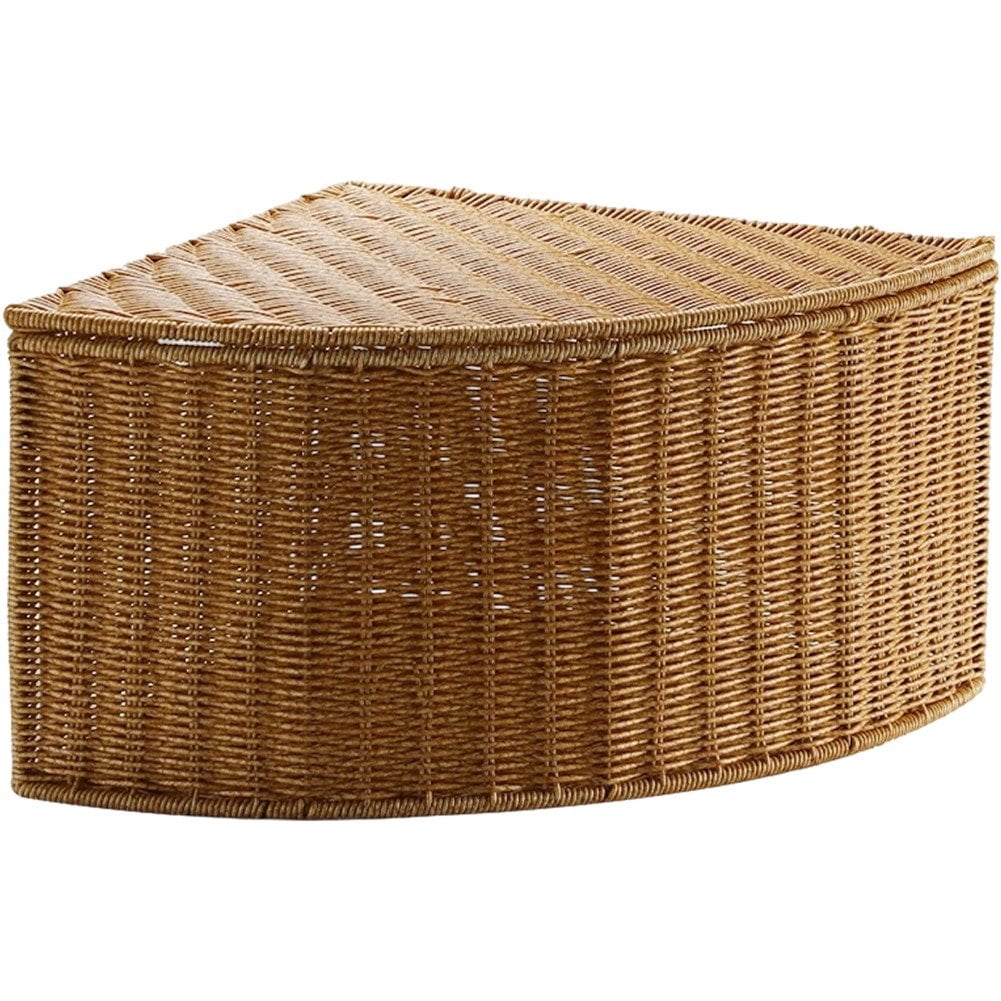 Hzzsbu Woven Rattan Corner Storage Box Triangle Storage Basket Large Capacity Corner Organizer Bin Corner Laundry Hamper for Home