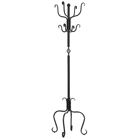 I 2065 Coat Rack, Hall Tree, Free Standing, 8 , Entryway, 74" H, Bedroom, Metal, Black, Transitional