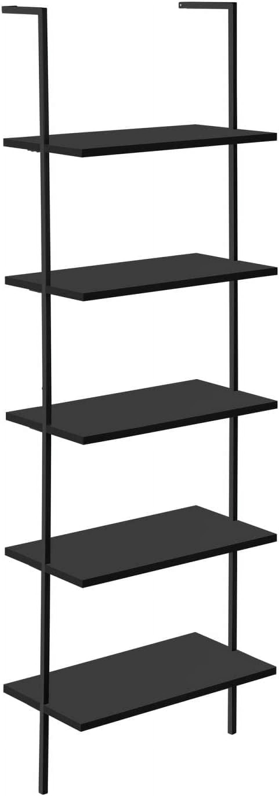 Black Metal 5-Tier Ladder Bookshelf