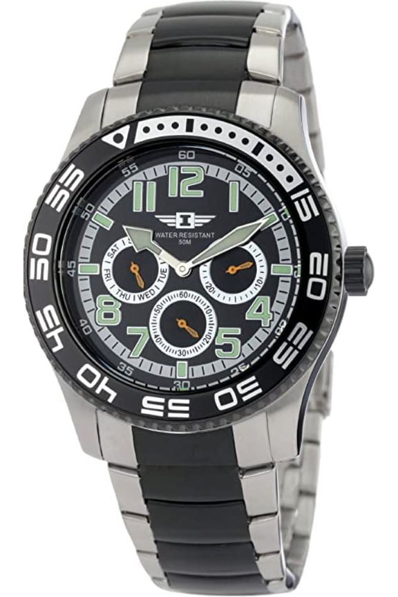 I 43658-004 Men's Multi-Function Two-Tone Stainless Steel Black Dial Ss Watch