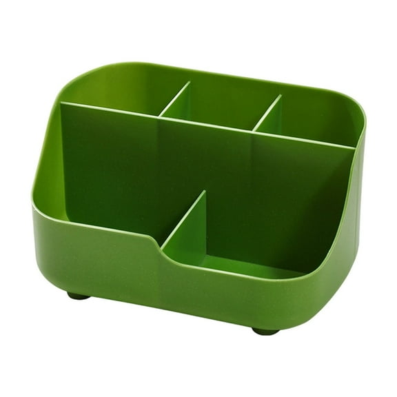I-578 Green Small Desk Organizer Tray With Multiple Compartments For Office Supplies Makeup Brushes Pens Pencils Bathroom Storage Size 6.3X4.53X3.54 Inches