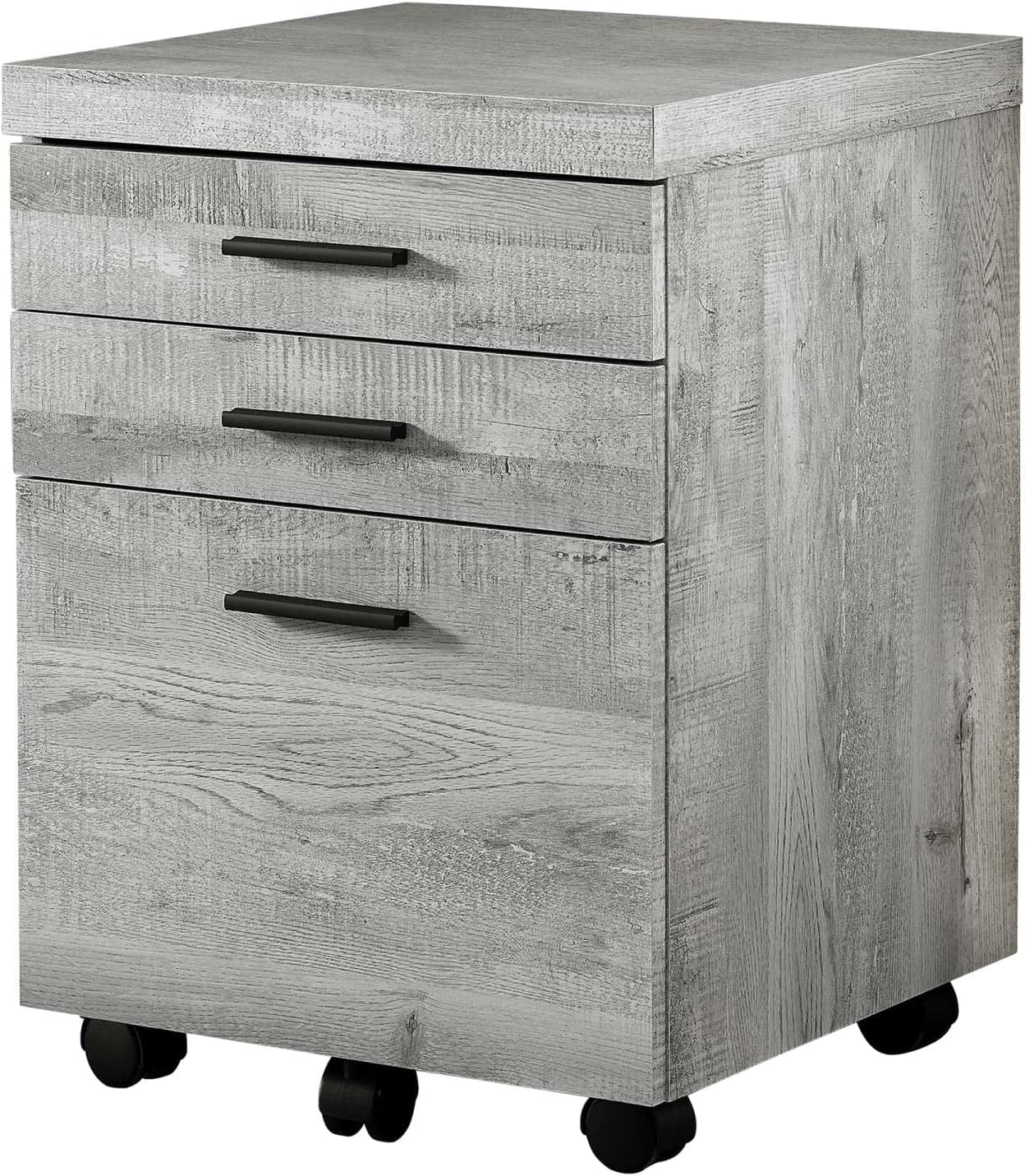 Gray Laminate 3-Drawer Lockable Mobile File Cabinet