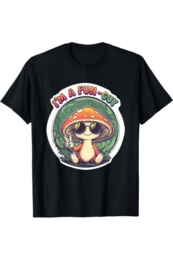 I' A Fun-Guy Mushroom Pun Hippie Cartoon T-Shirt , Vintage T-Shirt
