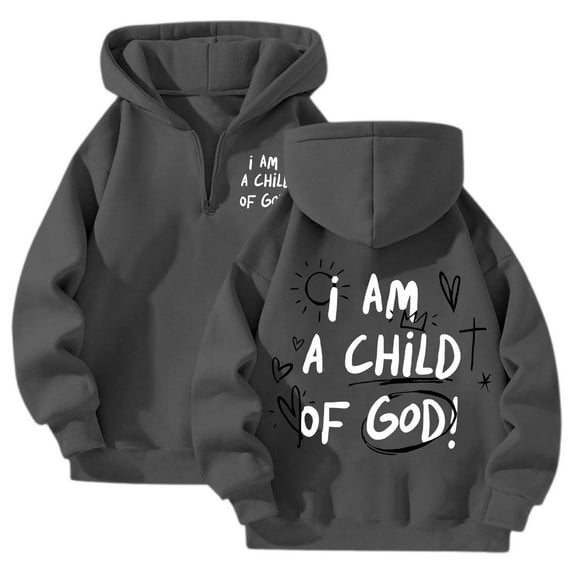 I AM A CHILD OF GOD! Pullover Hoodies for Women Men Trendy 2025 Hoodie Fleece Lined Preppy Clothes Outwear Loungewear for (Dark Gray, M)