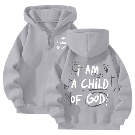 I AM A CHILD OF GOD! Pullover Hoodies for Women Men Trendy 2025 Hoodie Fleece Lined Preppy Clothes Outwear Loungewear for (Light Gray, XL)