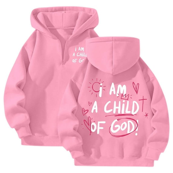 I AM A CHILD OF GOD! Pullover Hoodies for Women Men Trendy 2025 Hoodie Fleece Lined Preppy Clothes Outwear Loungewear for (Pink, S)