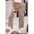 thumbnail image 1 of I AM A FASHION JUNKY Khaki Leopard Print Straight Loose Jeans, 1 of 5