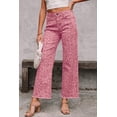 thumbnail image 1 of I AM A FASHION JUNKY Rose Leopard Frayed Edge Wide Leg High Waist Jeans, 1 of 11