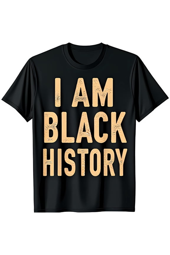 I AM BLACK HISTORY Gold Glitter Graphic Black T-Shirt for Bold Statement