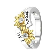 I AM E-NOUGH English Ring Fashion Set With Diamond Bicolor Daisy Good For You