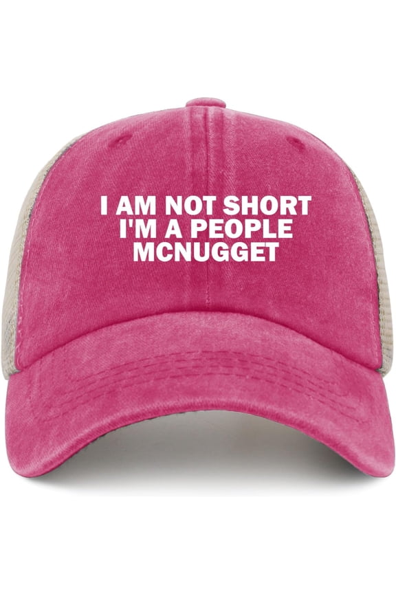 I AM NOT Short I'm A People McNugget Hat Trucker Hat Men Funny Mesh Baseball Cap for Summer