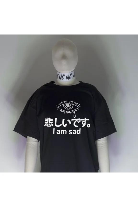 I AM SAD Kanji Shirt | Anime Manga Goth e-Girl Kawaii Vaporwave Cute Indie