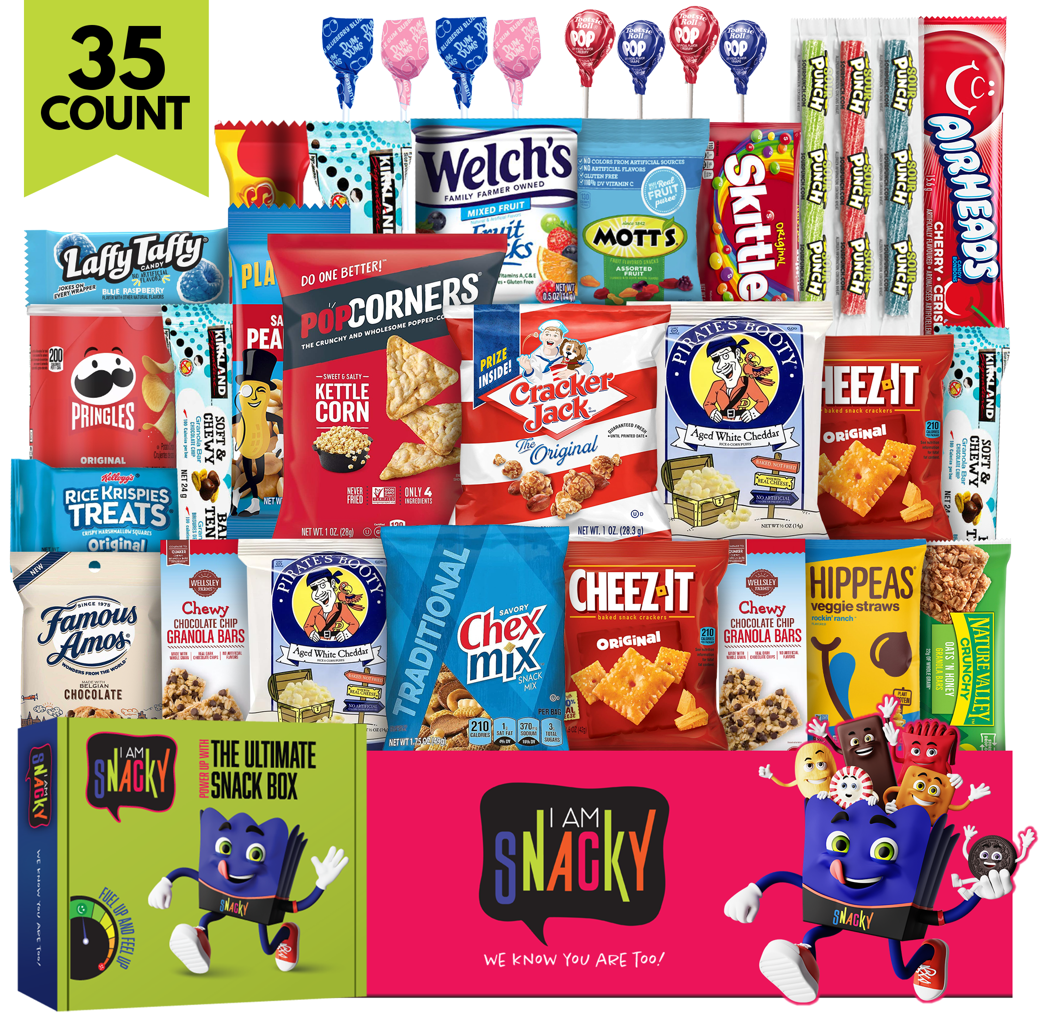 I AM Snacky - Snack Box (35 Count) Chips Candies Sweets for Home & Office