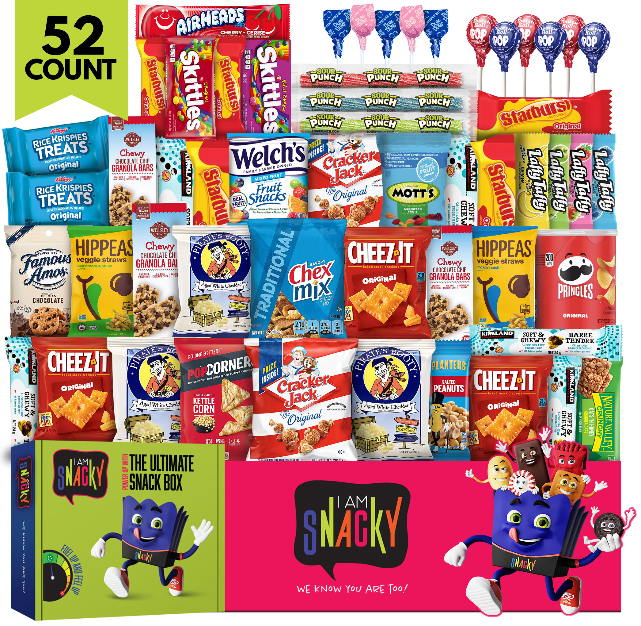 I AM Snacky - Snack Box (52 Count) Chips Candies Sweets for Home & Office