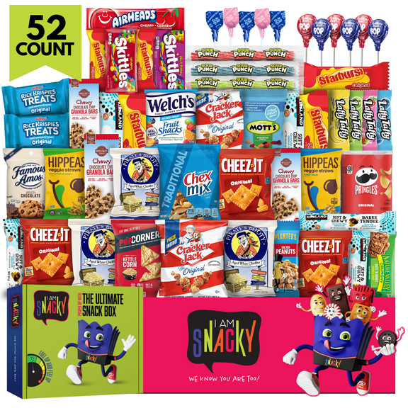 I AM Snacky - Snack Box (52 Count) Chips Candies Sweets for Home & Office