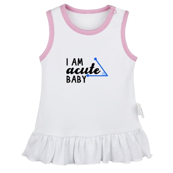 I am Acute Baby Funny Dresses For Baby, Newborn Babies Skirts, Infant Princess Dress, 0-24M Kids Graphic Clothes (White Sleeveless Dresses, 0-6 Months)