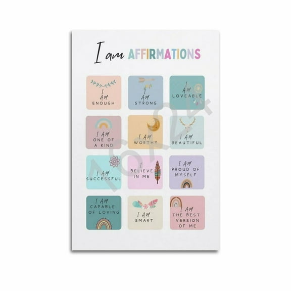 I Am Affirmations, Affirmation Poster, Affirmation Print, Therapy Office Decor, Counselling Office Decor, Positive Affirmation Poster Poster for Room Aesthetic Posters