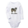 thumbnail image 1 of I Am A Carnivore Funny Rompers, Newborn Baby Unisex Bodysuits, Infant Animal Wolf Pattern Jumpsuits, Toddler 0-12 Months Kids Long Sleeves Oufits (White, 0-6 Months), 1 of 4