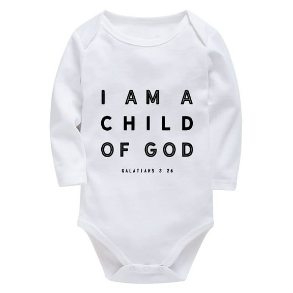 I Am A Child Of God Gender Neutral Baby Clothes Set Long Sleeve Baby Boy Onsie White Newborn Girl Clothes 0-3 Months