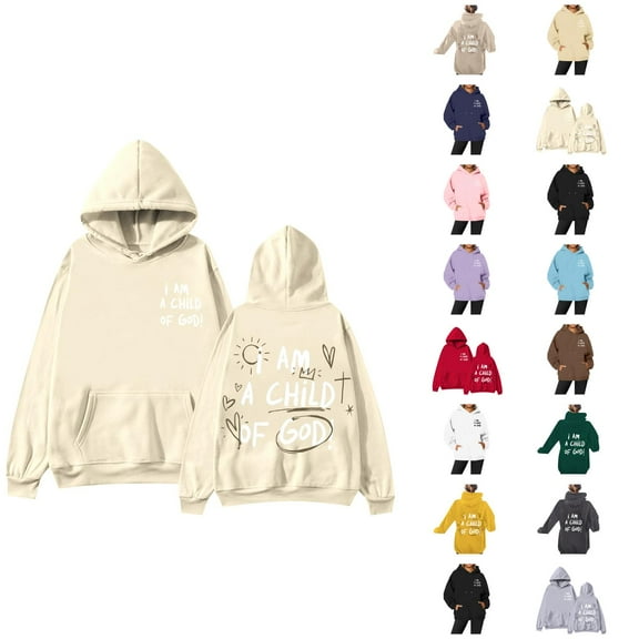 I Am A Child Of God Hoodie Y2K Cute Graphic Christian Hoodies with Pockets Hooded Sweatshirt Hoodie Women Pullover