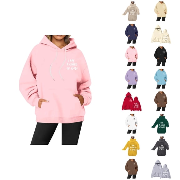 I Am A Child Of God Hoodie Y2K Cute Graphic Christian Hoodies with Pockets Hooded Sweatshirt Hoodie Women Pullover