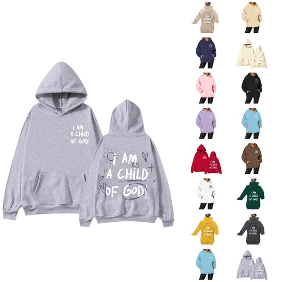 I Am A Child Of God Hoodie Y2K Cute Graphic Christian Hoodies with Pockets Hooded Sweatshirt Hoodie Women Pullover