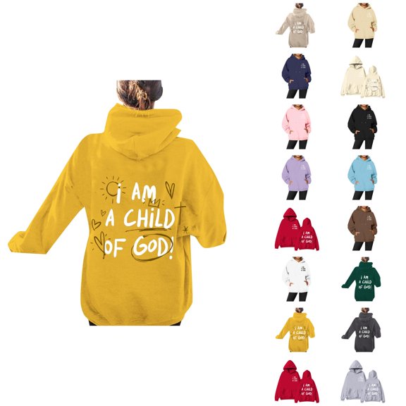 I Am A Child Of God Hoodie Y2K Cute Graphic Christian Hoodies with Pockets Hooded Sweatshirt Hoodie Women Pullover