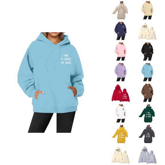 I Am A Child Of God Hoodie Y2K Cute Graphic Christian Hoodies with Pockets Hooded Sweatshirt Hoodie Women Pullover